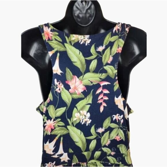 TOMMY BAHAMA Navy Floral Stretch Jersey MaxI Dress Women's Size Medium Good used - Picture 2 of 5